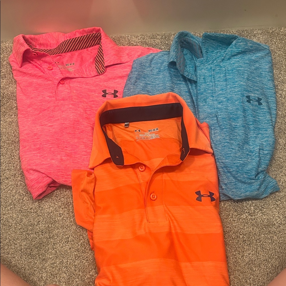Under Armour Trio Polo Shirts - Vibrant Pink, Bold Orange, Cool Blue